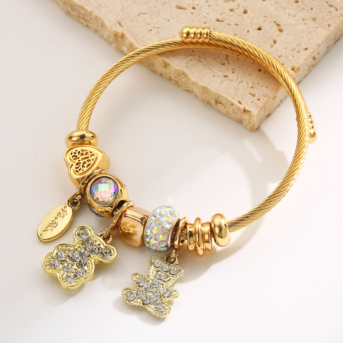 Wholesale stainless steel alloy starfish shell bear love bracelet